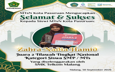 Banggakan Madrasah, Zahra Nadia Hamid Raih Juara 2 Tilawah Tingkat Nasional di SMK Telkom Malang