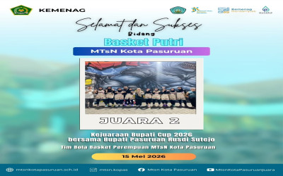 Sabet Juara 2 di Bupati Cup 2026, Tim Basket Putri MTsN Kota Pasuruan Buktikan Mental Juara!
