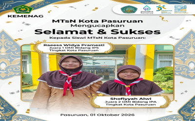 Bikin Bangga! Dua Siswi MTsN Kota Pasuruan Ini Sukses Sabet Gelar Juara OMI 2026, Siapa Mereka?