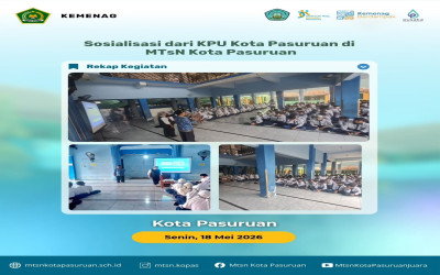 Sambut Masa Depan Demokrasi, Siswa MTsN Kota Pasuruan Ikuti Sosialisasi Pemilih Pemula Bersama KPU